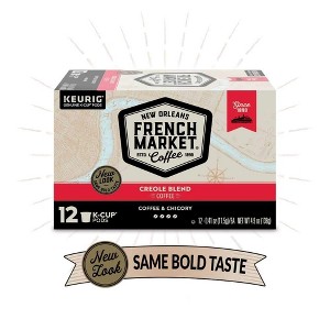 French Market Coffee Single Serve Cups, Medium-Dark Roast With Chicory, 12 count (6 Pack) - 1 of 4