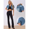 Allegra K Women's Turndown Collar Short Sleeves Crop Casual Jean Jacket - 2 of 4