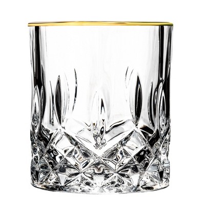 Opera 11oz Crystal Whiskey Glass Set with Gold Rim