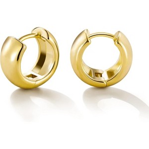 Gold Huggie Hoops: Small 14k Gold Plated Thick Chunky Hypoallergenic Earrings Jewelry for Women - 1 of 4