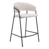 HomeRoots Set of Two 26" Cream and Black Faux Shearling and Steel Low Back Counter Height Bar Chairs - 4 of 4