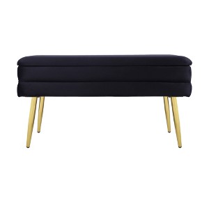 TOV Furniture Ziva 31" Velvet Storage Bench Black 31.3"W x 14.8"D x 16.5"H - 1 of 4