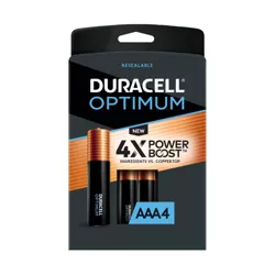 Duracell Optimum AAA Batteries - 4 Pack Alkaline Battery with Resealable Tray
