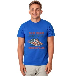 Men's 4th These Colors Don't Run Unless It's A 5K Patriotic Funny T-Shirt For Adults - 1 of 4