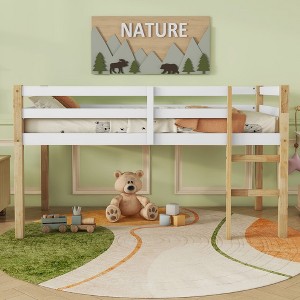 NicBex Non-Toxic Rubberwood Twin Low Loft Bed for Kids&Teens,Space-Saving Loft Bed Platform with Safety Guardrails & Ladder,Noise Reduced,250lbs Max - 1 of 4