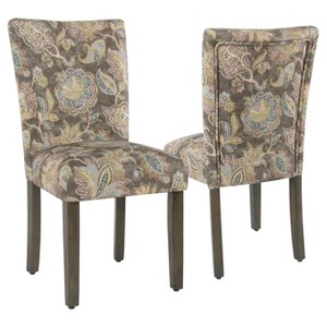 Parsons Chair Gray Floral (Set of 2) - Homepop