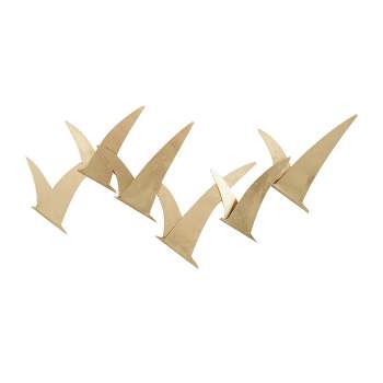 14"x29" Metal Bird Minimalistic Flying Wall Decor Gold - Olivia & May
