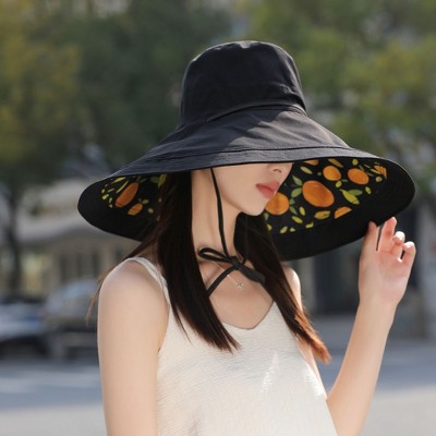 Anna-Kaci Women's Reversible Wide - Brim Sun Hat with Fruit Pattern Lining - image 3