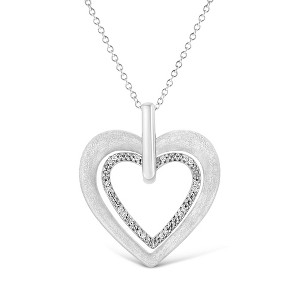 Haus of Brilliance Silver Prong-Set Diamond Accent Double Heart Pendant Necklace - 1 of 4
