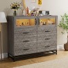Jojoka Dresser with 6 Drawers, 2-Door Cabinet, LED Lights & Charging Station, Modern Storage Chest for Bedroom, Closet, Entryway or Living Room - 2 of 4