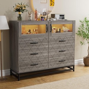 Dresser for Bedroom with 6 Drawers 2-Door Storage Cabinet Dressers 8 Drawers Tall Dressers for Bedroom,Living Room,Hallway,Closet - 1 of 4