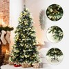 LuxenHome 6Ft Pre-Lit Green Branches with Green and White Tips Artificial Christmas Tree with Stand - 3 of 4