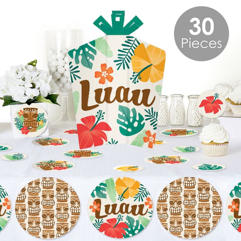 Big Dot of Happiness Tropical Luau - Hawaiian Beach Party Decor and Confetti - Terrific Table Centerpiece Kit - Set of 30, 2 of 9