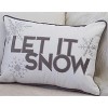 Gulches "Let It Snow" White Velvet Lumbar Pillow,14x20 with Insert, Winter Sofa Accent with Frosted Berries Trim - 3 of 4