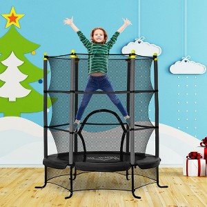 APRILSOUL Black 64inch Indoor Trampoline for Kids with Safety Enclosure for 3-10 Year Olds, Indoor and Outdoor Use - 1 of 4