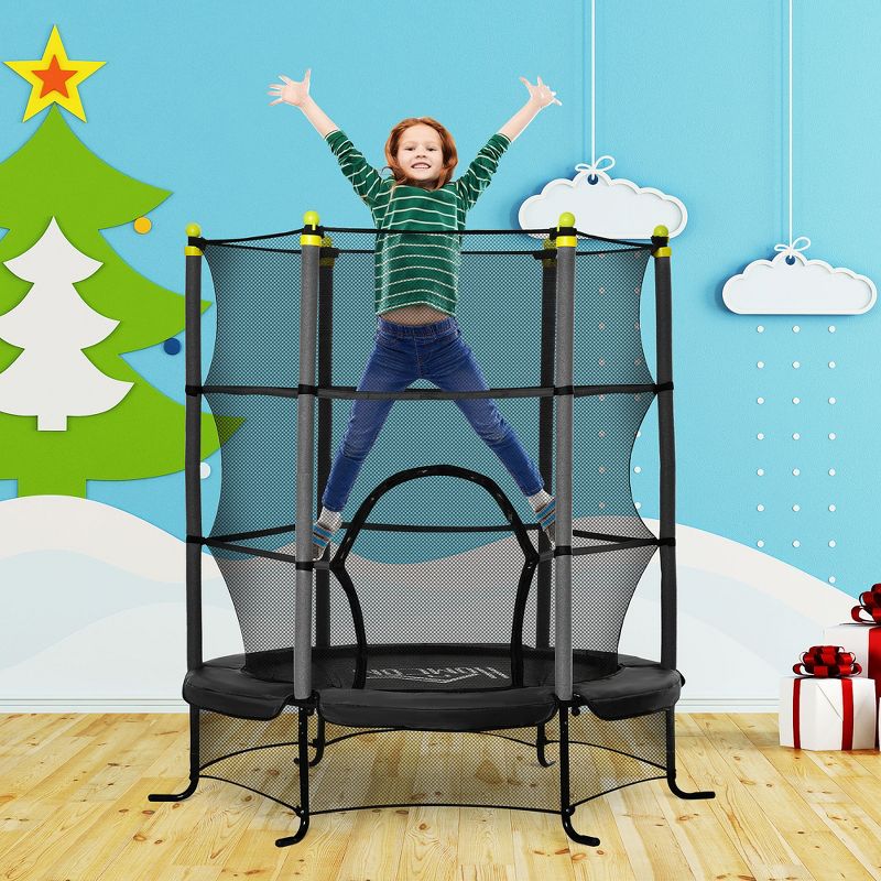 Soozier 5.3' Kids Trampoline, 64" Indoor Trampoline for Kids with Safety Enclosure for 3-10 Year Olds, Indoor & Outdoor Use, 3 of 7