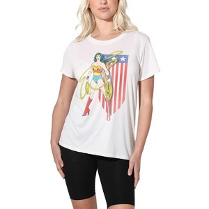 Women's Wonder Woman Usa Banner Loose T-Shirt - 1 of 4