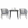 vidaXL Patio Dining Set with Cushions Table and Chairs Set Poly Rattan Glass - Gray 31.5" x 31.5" x 29.1" 2 Items - 2 of 4