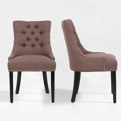 WestinTrends  Upholstered Wingback Button Tufted Dining Chair (Set of 2)
