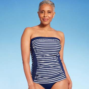 Bandeau Blouson One-Piece Swimsuit in Cobalt Blue