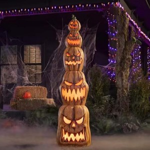 8.5 ft Halloween Classics Giant-Sized LED Jack-O-Lanterns Stack The Home Accents Holiday - 1 of 4