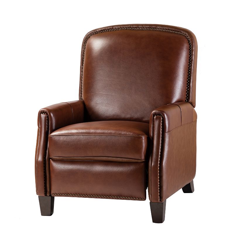Deborah Modern Wooden Upholstery Modern Genuine Leather Recliner with Nailhead Trim for Living Room and Bedroom  | ARTFUL LIVING DESIGN, 4 of 11
