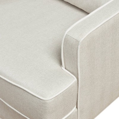 Cream and Dark Brown Wide Accent Chair with Pillow