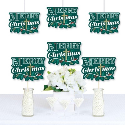 Big Dot of Happiness Religious Christmas - Decorations DIY Merry Christmas Cross Essentials - Set of 20