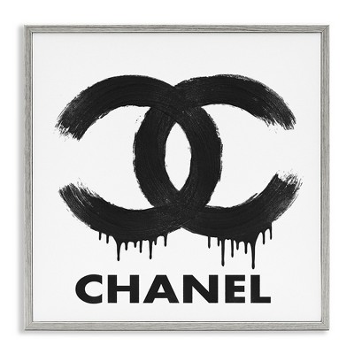 Stupell Industries Black Glam Drip Logo Framed Giclee Art