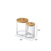 J&V TEXTILES Three Sets of Glass Qtip Holder Dispenser with Bamboo Lid - Apothecary Jars - Cotton Balls Pads Swabs Holder Jar - Bathroom Vanity - 4 of 4