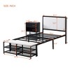 ALEXOUN Metal Platform Bed with Two-Tier Storage Shelves and Wooden Storage Cabinet,Easy Assembly,for Bedrooms, Apartments - 3 of 4