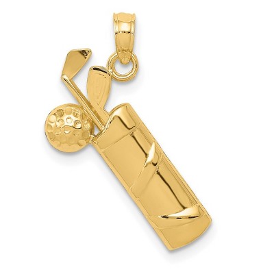 Black Bow Jewelry 14k Yellow Gold Polished Golf Bag Pendant