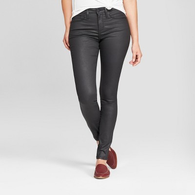 women's coated skinny jeans