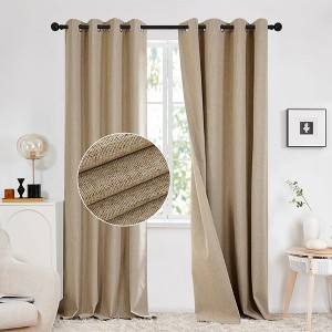 Deconovo Linen Blackout Curtains 2 Panels – Grommet Top, OEKO-TEX - 1 of 4