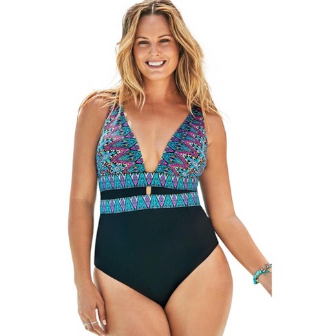 Swimsuits For All Women's Plus Size Tie Front Cup Sized Underwire
