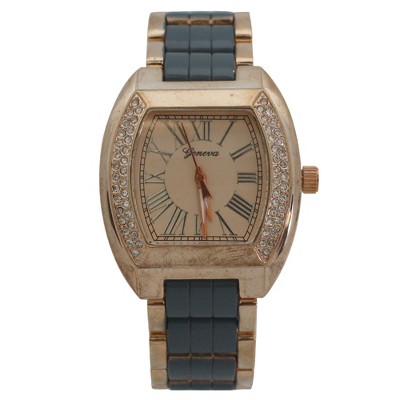 OLIVIA PRATT RHINESTIONE ACCENT SQUARE DIAL METAL WATCH