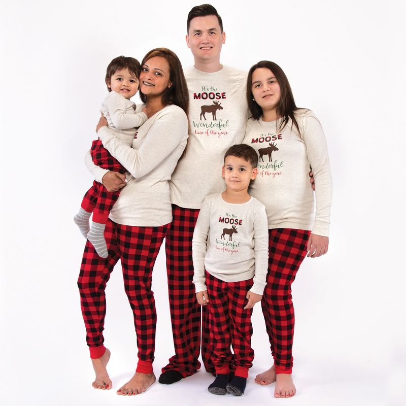 Hudson Baby Infant, Toddler and Kids Unisex Holiday Pajamas, Moose Wonderful Time Kids, 4 of 5