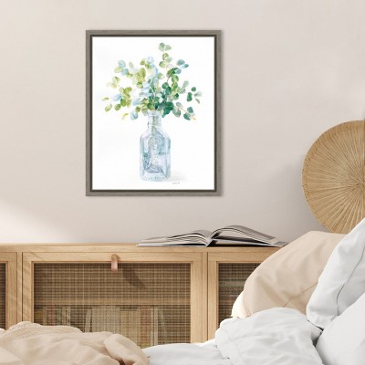 Beach Flowers in Transparent Vase Canvas Wall Art