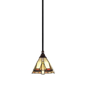 Toltec Lighting Any 1 - Light Pendant in  Black Copper with 7" Zion Art Glass Shade - 1 of 1