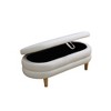 DOMETOUR White Living Room Storage Ottoman - Modern Upholstered Footstool with Hidden Compartment - 3 of 4