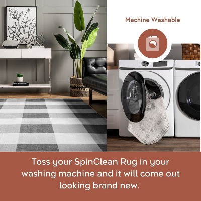 Eco-Friendly Easy-Care Gray Buffalo Plaid 8' Square Rug