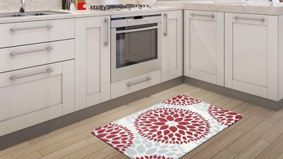 Red and White Modern Floral Anti-Fatigue Standing Mat 18" x 47"