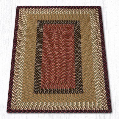 Earth Rugs Handwoven Burgundy/Mustard Oblong Braided Rug – Natural Jute Accent Rug