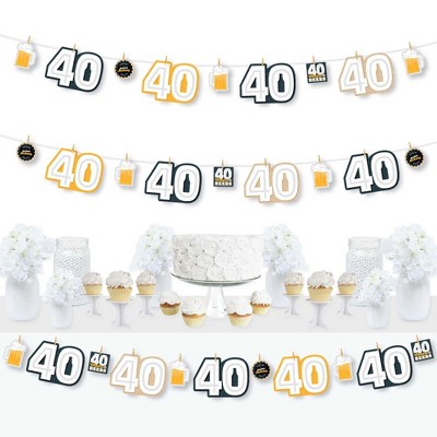 Big Dot of Happiness Cheers and Beers to 40 Years - 40th Birthday Party DIY Decorations - Clothespin Garland Banner - 44 Pieces