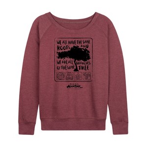 Women's - Avatar: The Last Airbender - Same Roots Lightweight French Terry Wide Neck Long Sleeve Shirt - 1 of 4