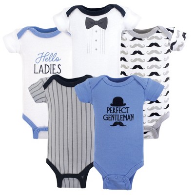 Hudson Baby Infant Boy Cotton Preemie Bodysuits 5pk, Perfect Gentleman, Preemie