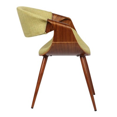 Green Faux Leather Walnut Wood Dining Chair