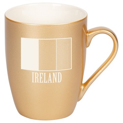 Elanze Designs Ireland Irish Flag 10 Ounce Ceramic Laser-Etched Engraved Drinkware Mug, Metallic Vegas Gold