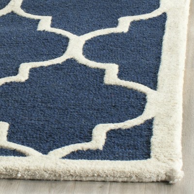 Navy and Ivory Hand-Tufted Wool Rectangular Area Rug, 9' x 12'