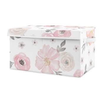 Sweet Jojo Designs Fabric Storage Toy Bin Watercolor Floral Pink and Grey